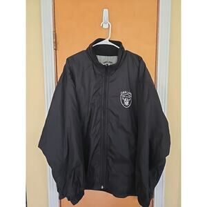 ProPlayer Oakland Raiders Nylon Fleece Jacket Men's Size Large NFL Football Vtg